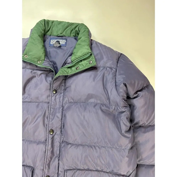 Lands' End Puffer Jacket Adult Medium Goose Down Parka Coat Blue Long - Picture 2 of 7